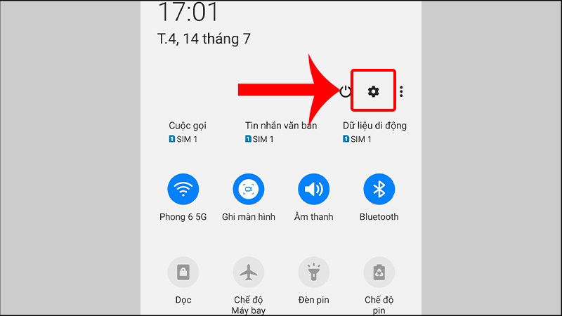Chọn biểu tượng được bánh răng để truy cập Cài đặt